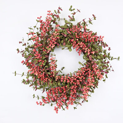 Artificial Farmhouse Blossoms Cluster Greenery Mini Eucalyptus Berry Thanksgiving Day Fall Wreath For Front Door