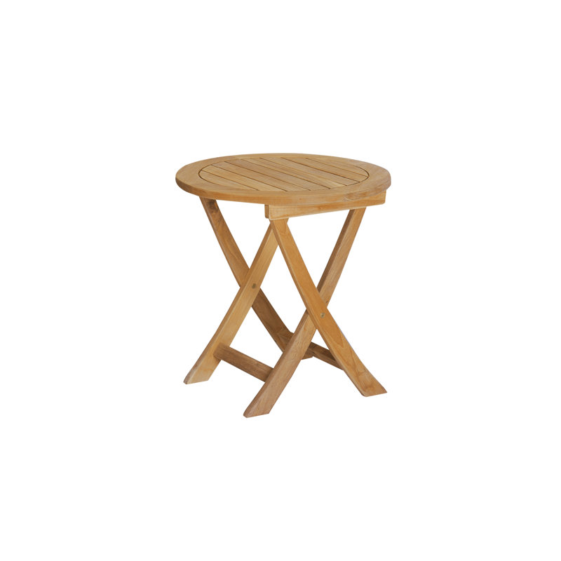 Perrie Outdoor Round Teak Side Table