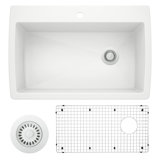 Diamond 33.5" L x 22" W Dual Mount Kitchen Sink with Sink Grid & Basket Strainer