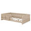Lit plateforme simple avec garde-corps et tablettes de rangement, lit au sol avec clôture semi-fermée pour garçons filles-490775836-490775839
