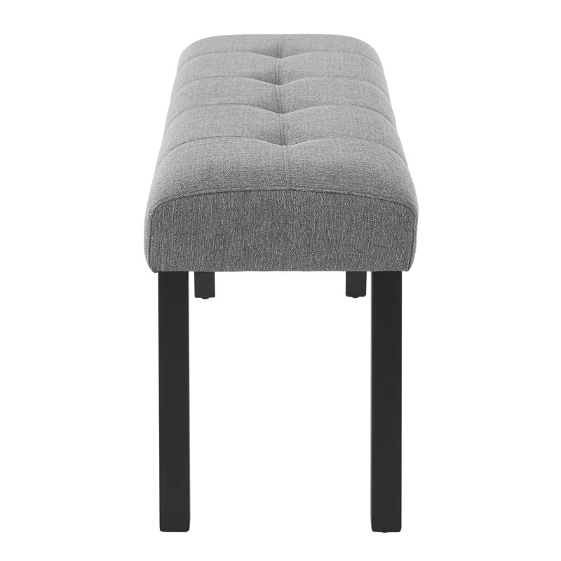 Modern Tufted Linen Dining Bench, Farmhouse Upholstered Entryway Bench With Black Rubber Wood Legs, Versatile For Kitchen, Bedroom, Hallway, Gray