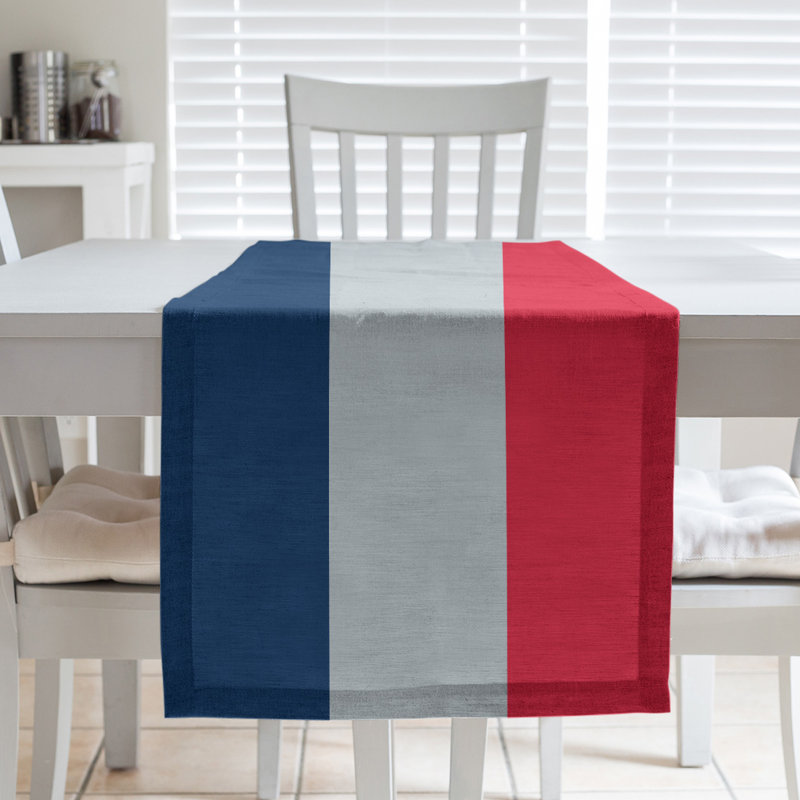 Miami Basketball Table Runner, 90" L x 16" W, Navy Blue/Silver/Red, Cotton Twill