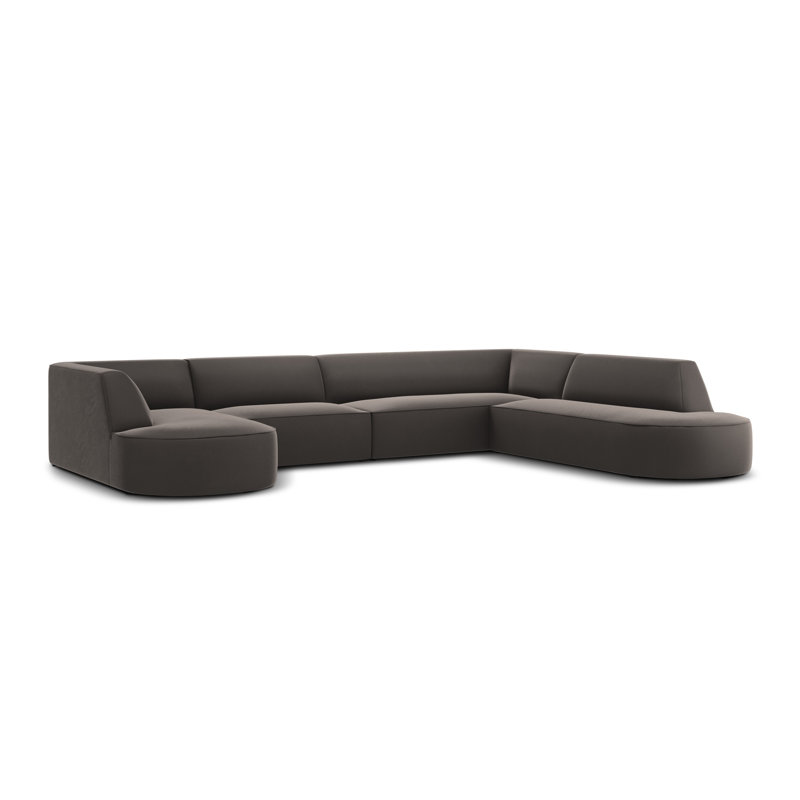 Adoraim 6 Seater Velvet Large Corner Sofa , Right Hand Facing, Dark Grey