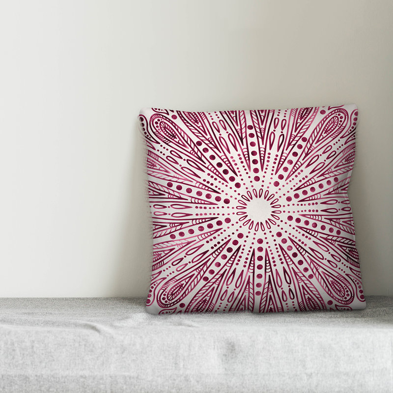  Mandala Throw Pillow, 16" x 16", Light Maroon