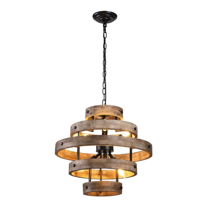 Lustre géométrique en bois à 5 lumières Daphine