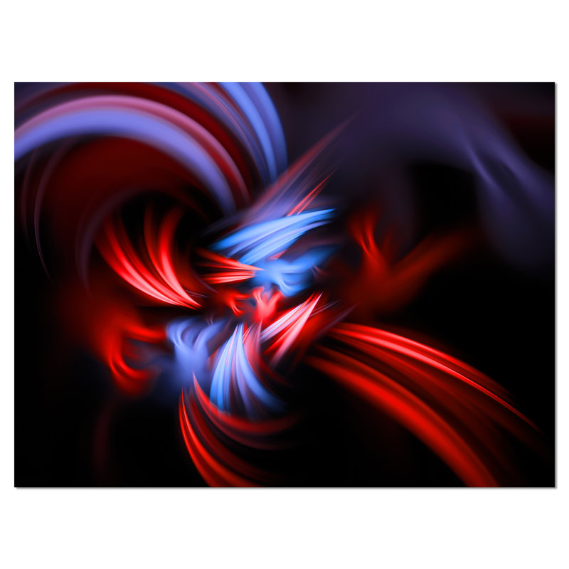 « fractal red reconnected rayures », impression sur toile tendue, H 20 po x l 20 po x P 1 po