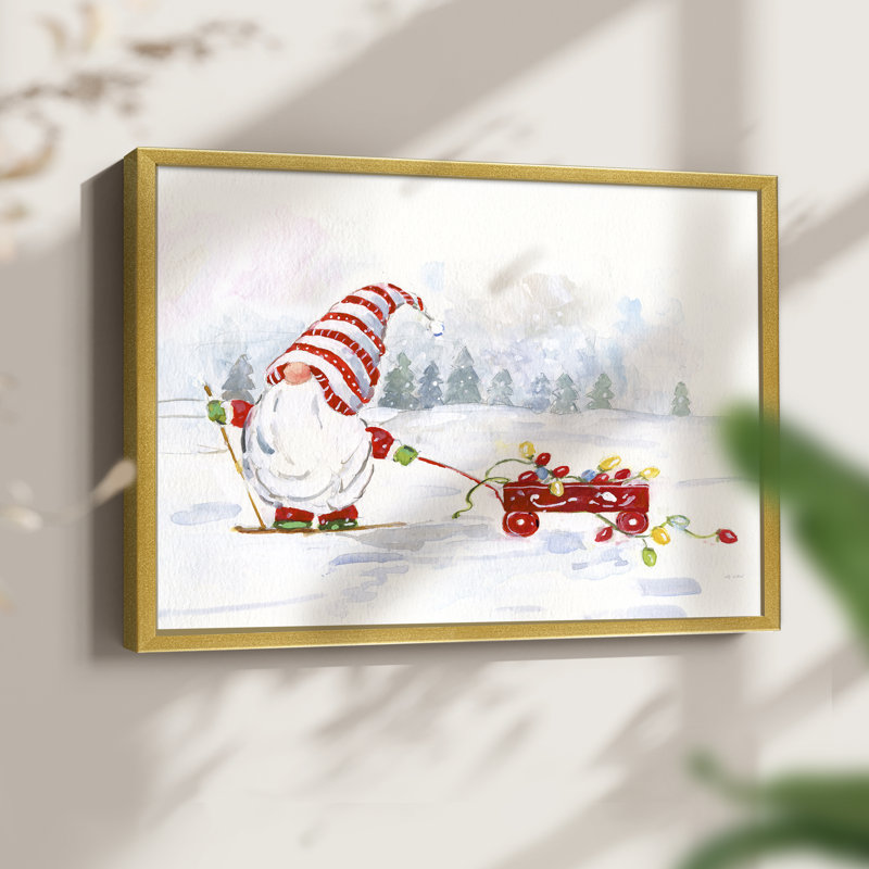 Gnome d'hiver II - reproduction encadrée - réaménageable, H 11 po x l 14 po