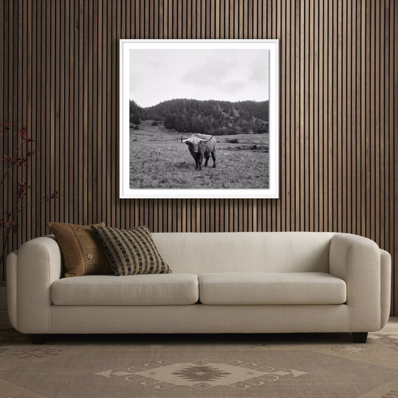 Highlander/Elk, Ca Print by Wesley And Emma Teague, Yes, 40" H x 40" W x 2.5" D, White Maple Picture Framed