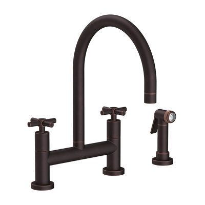 East Linear Kitchen Bridge Faucet with Side Spray