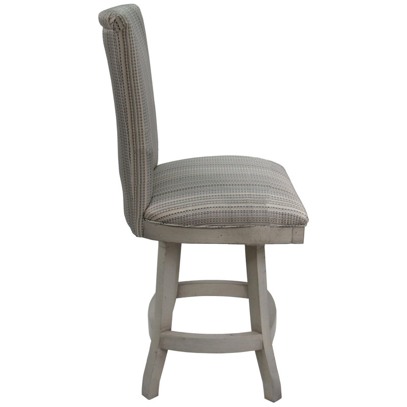 Irminger Swivel Upholstered Counter Stool with Solid Wood Frame, Reclaimed Estate, 26"