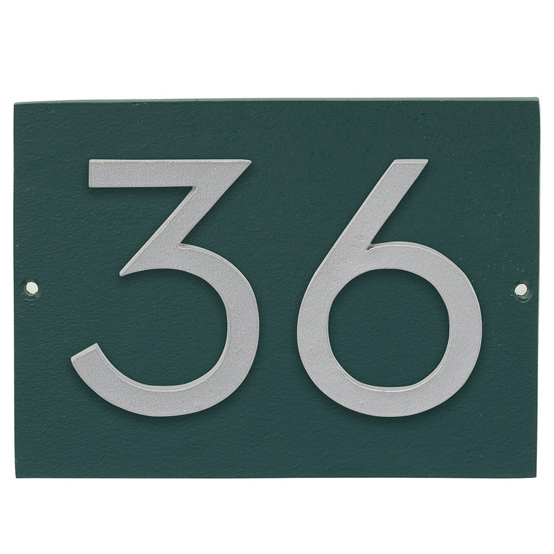 Floating 1-Line Wall Address Plaque, Hunter Green, White, Yes