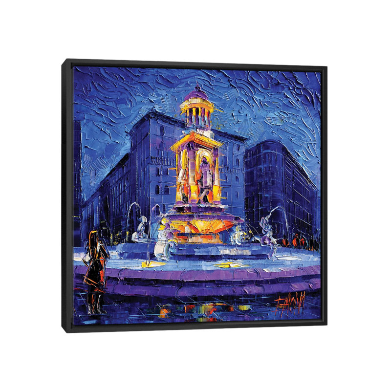 La Fontaine Des Jacobins by Mona Edulesco - Wrapped Canvas Print, 18" H x 18" W x 1.5" D, Black Framed Canvas, No Mat