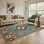 Tapis de style oriental à motif médaillon sauge Almaden Southwestern, lavable à la machine, faux cachemire doux et envers antidérapant
