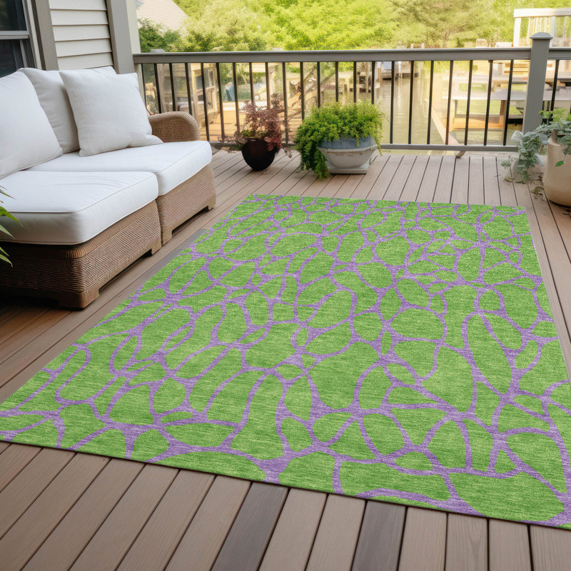 Tapis intérieur / extérieur vert Elowira , 5' x 7'6"