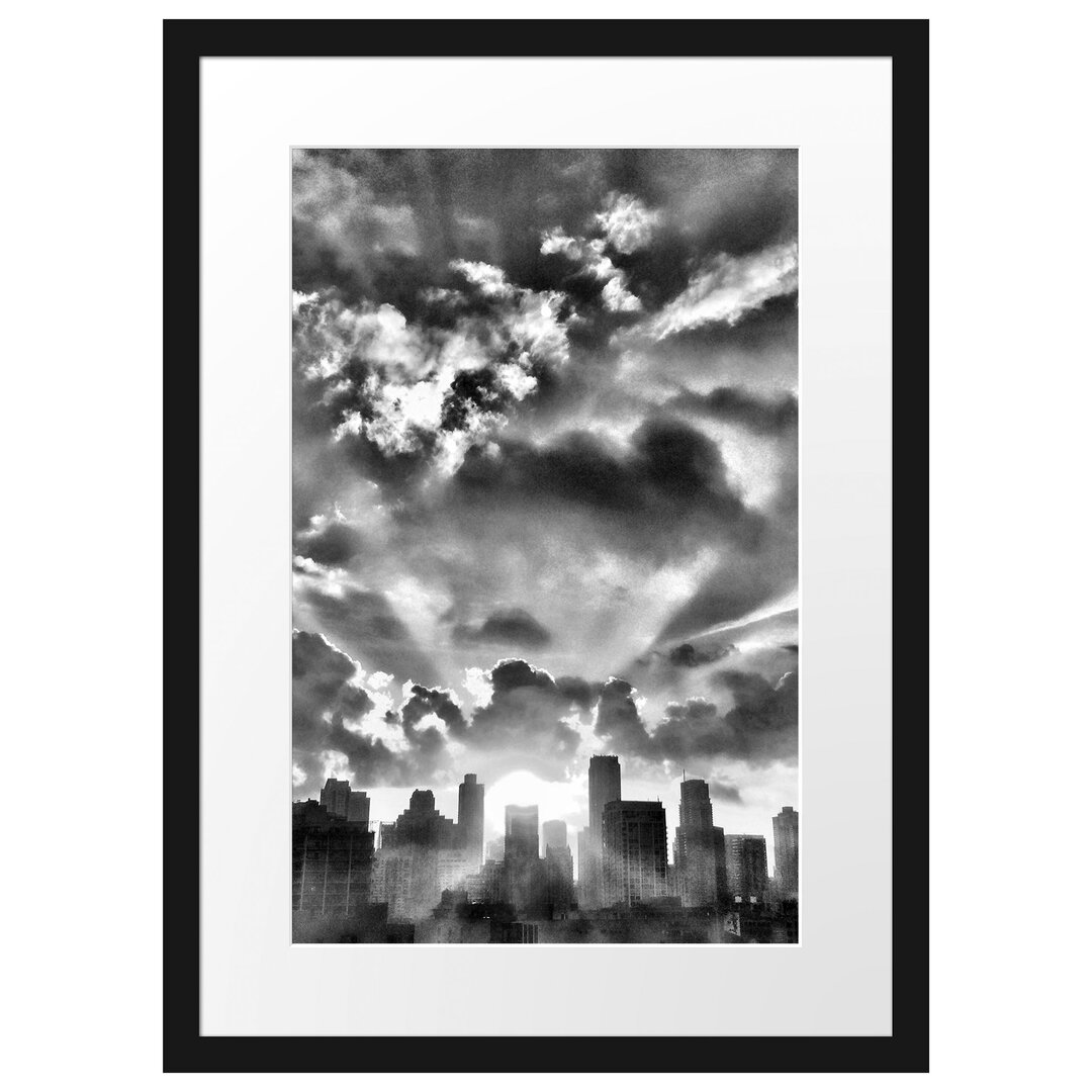 Gerahmtes Poster Chicago Skyline im Sonnenaufgang