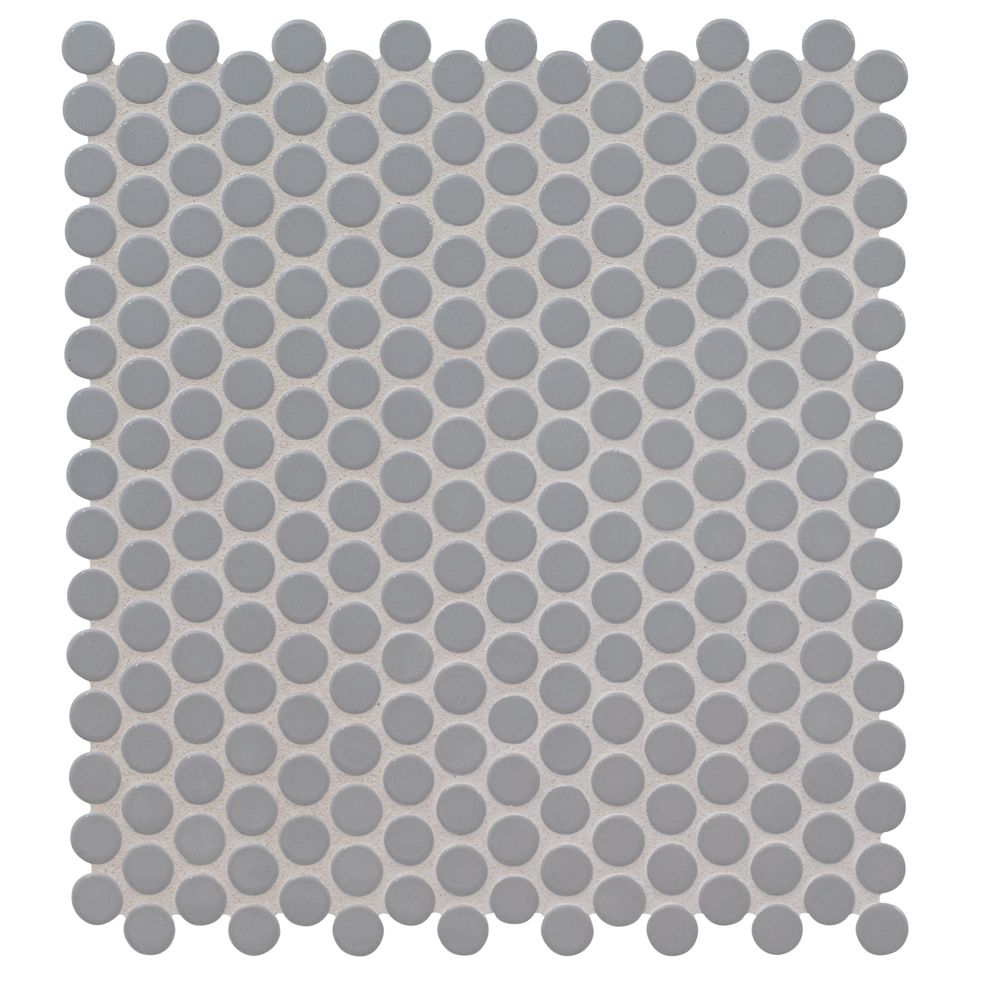 Stone Penny Round 12 in. x 12 in. Glossy Porcelain Mosaic Floor and Wall Tile