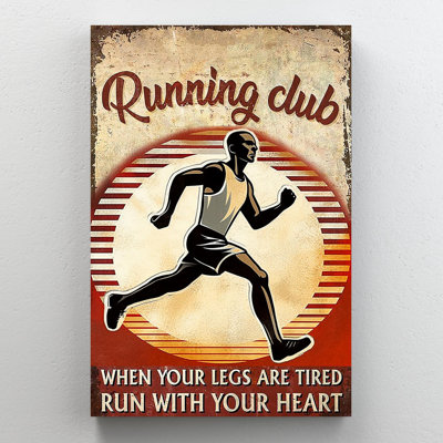 Running Club - 1 Piece Rectangle Graphic Art Print Running Club - 1 Piece Rectangle Graphic Art Print On Wrapped Canvas - Wrapped Canvas Print