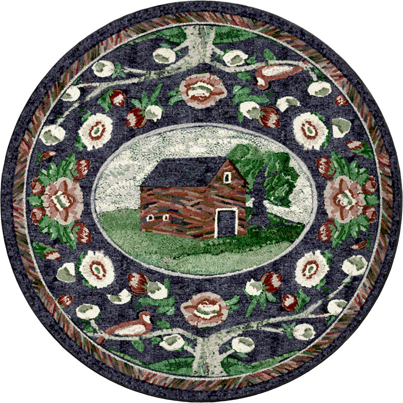 Ayzah Floral Rug, Round 7'7"