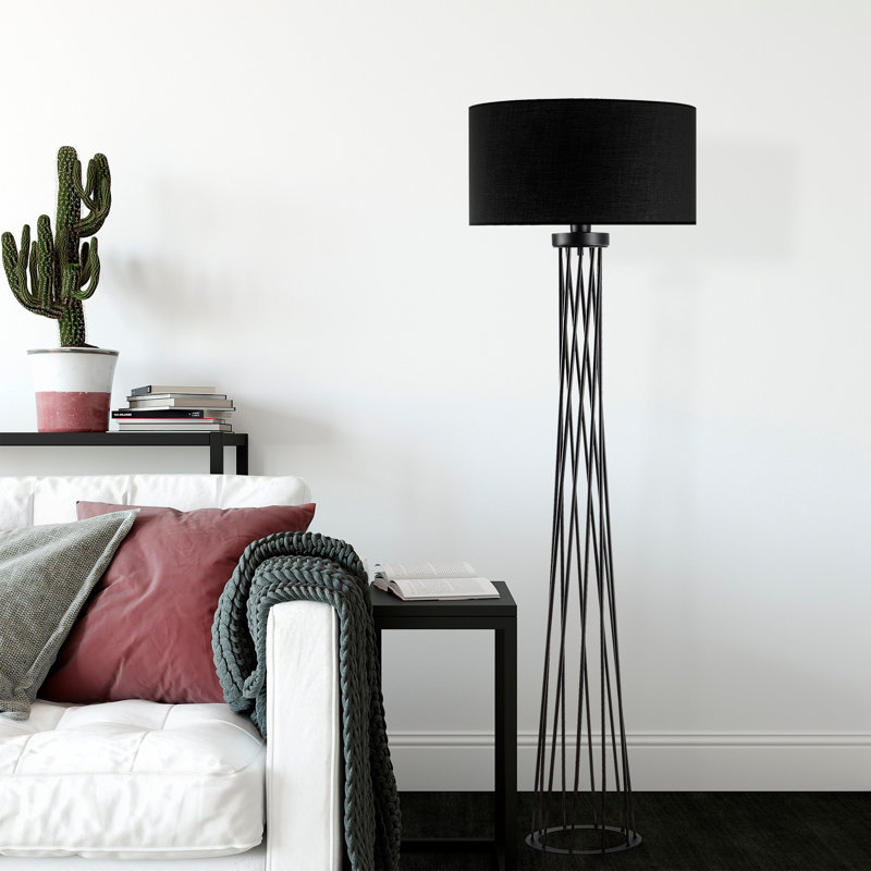 68.78'' Black Traditional Floor Lamp, Brown