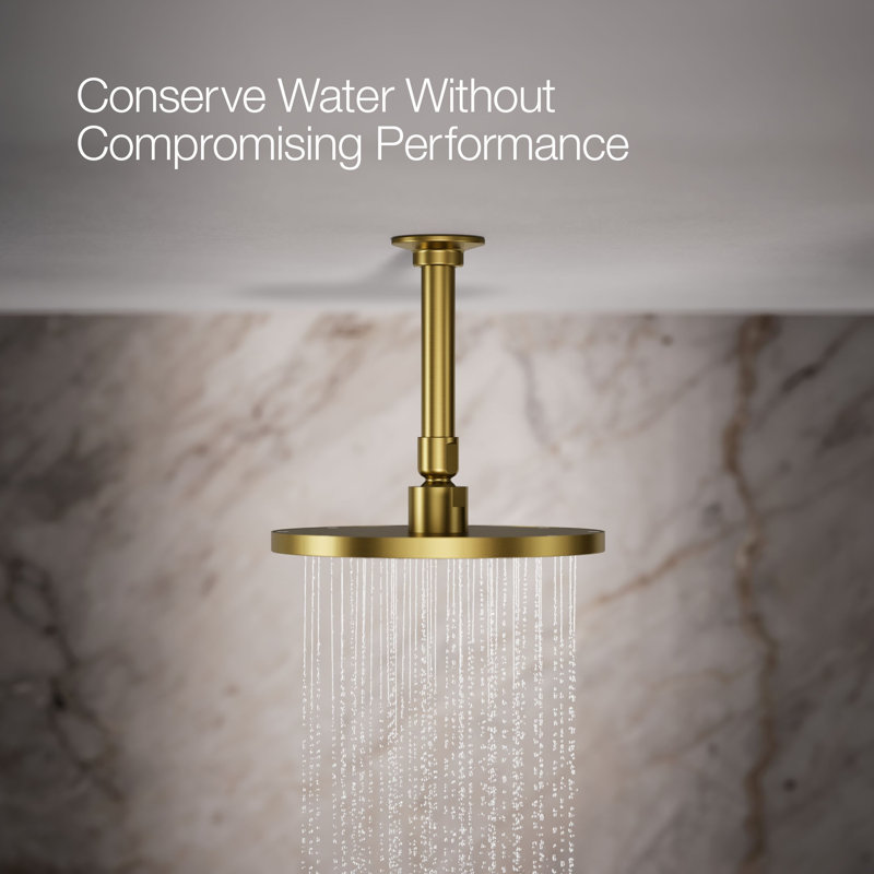 Contemporary Rain Shower Head, Vibrant Brushed Moderne Brass, Round , 2.5 GPM