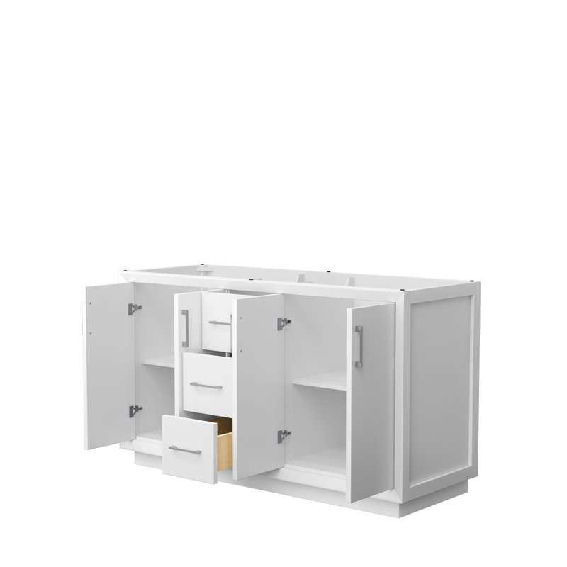 Base de meuble-lavabo double 59,25 po Strada seulement, Blanc / gris
