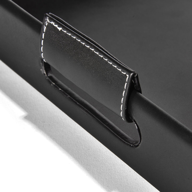 Plateau rectangulaire en similicuir avec poignées, Black