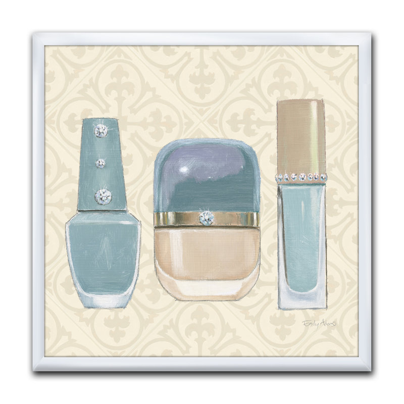 " Glam Cosmetics Blue Accessories ", White Framed, 16" H x 16" W x 1" D