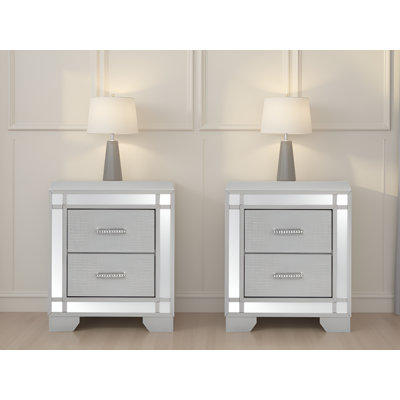 Hamilton Silver Champagne Nightstand Set Of 2