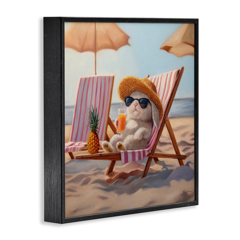 «Beach Bun Relaxation», estampe numérique, design par Lucia Heffernan, Giclée encadrée noir minuit, H 12 po x l 12 po