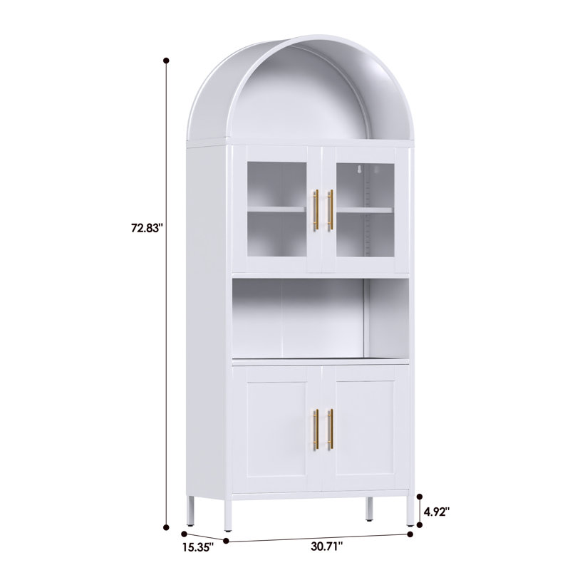 Metal Display Cabinet With Glass Doors And Adjustable Shelves, Modern Freestanding Arched Cabinet, Antique Cabinets, Porcelain Cabinets, Bookshelves,assembly Required