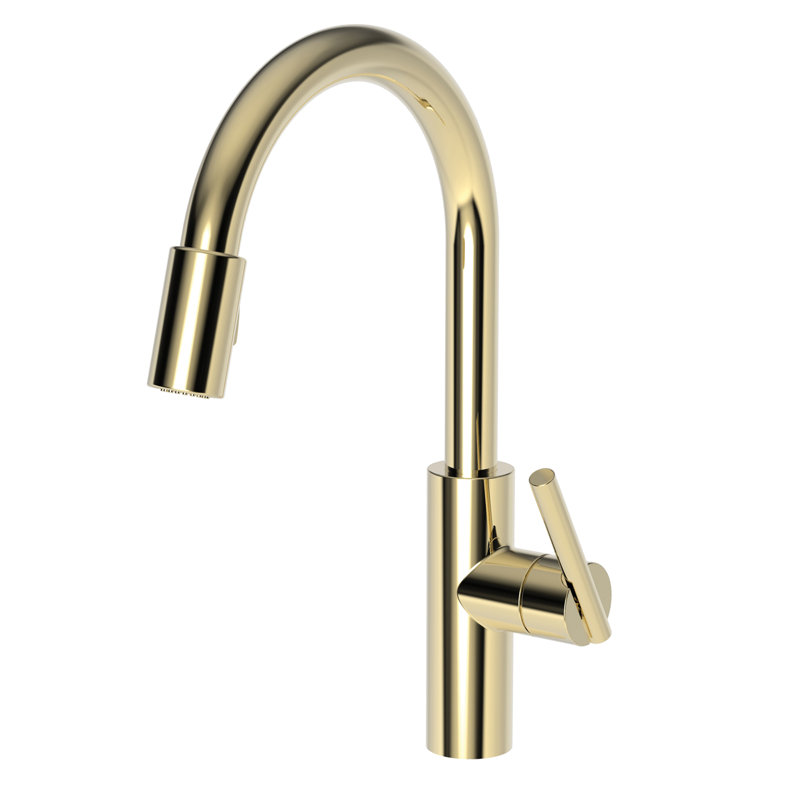 East Linear Pull Down Single Handle Kitchen Faucet, French Gold (PVD)