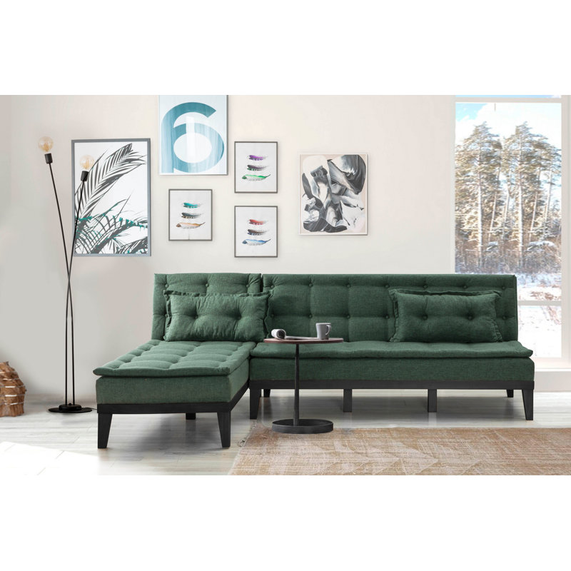 Canapé modulaire d'angle rembourré 88,6 po Sky, Velours vert