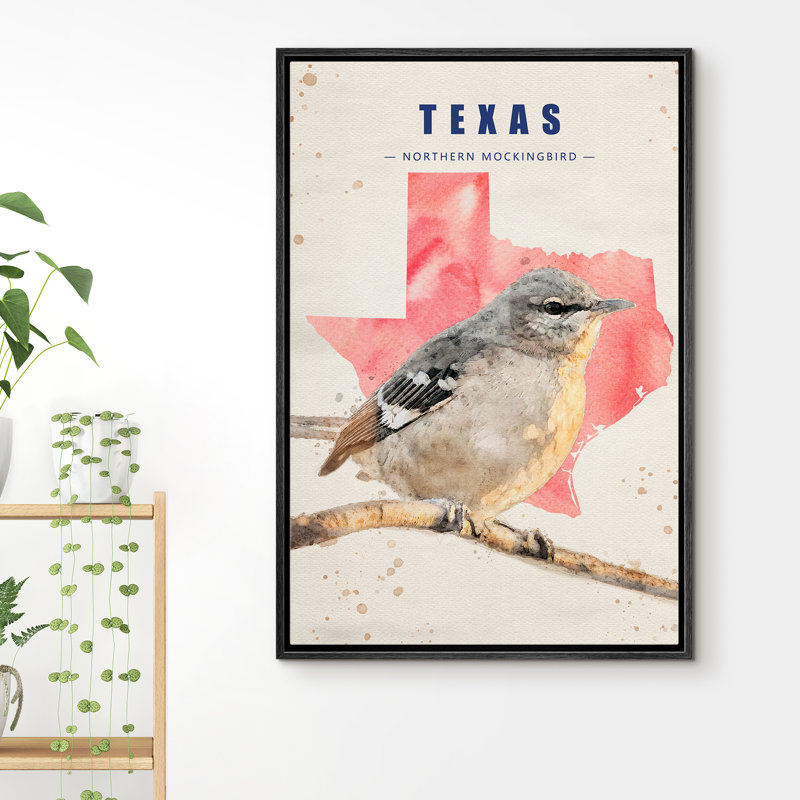 Oiseau moqueur du Nord gris IDÉE4WALL, H 24 po x l 16 po x P 1,5 po, Noir