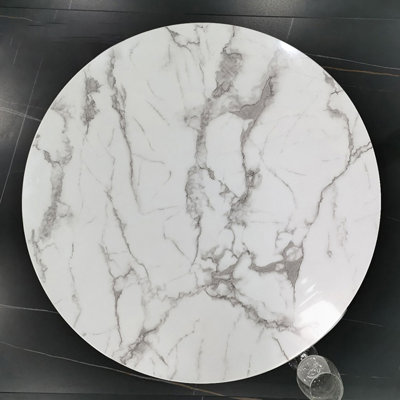 31.5" White Marble Removable Lazy Susan