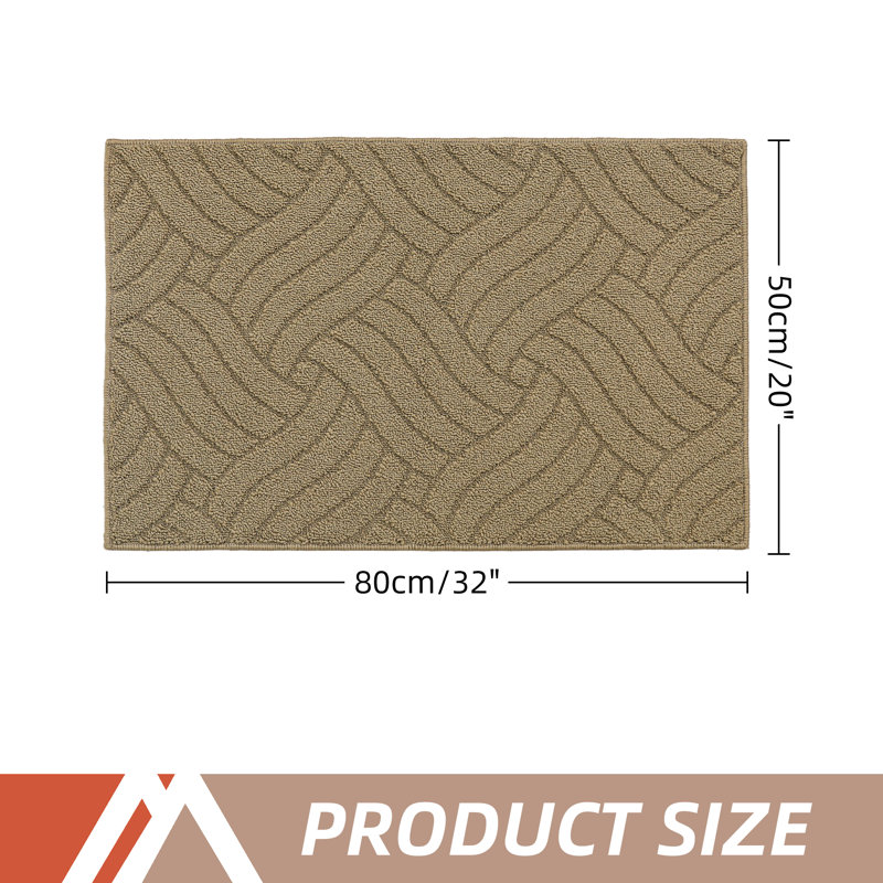 Kareshan Geometric Machine Woven Doormat, 20" W x 32" L, Beige