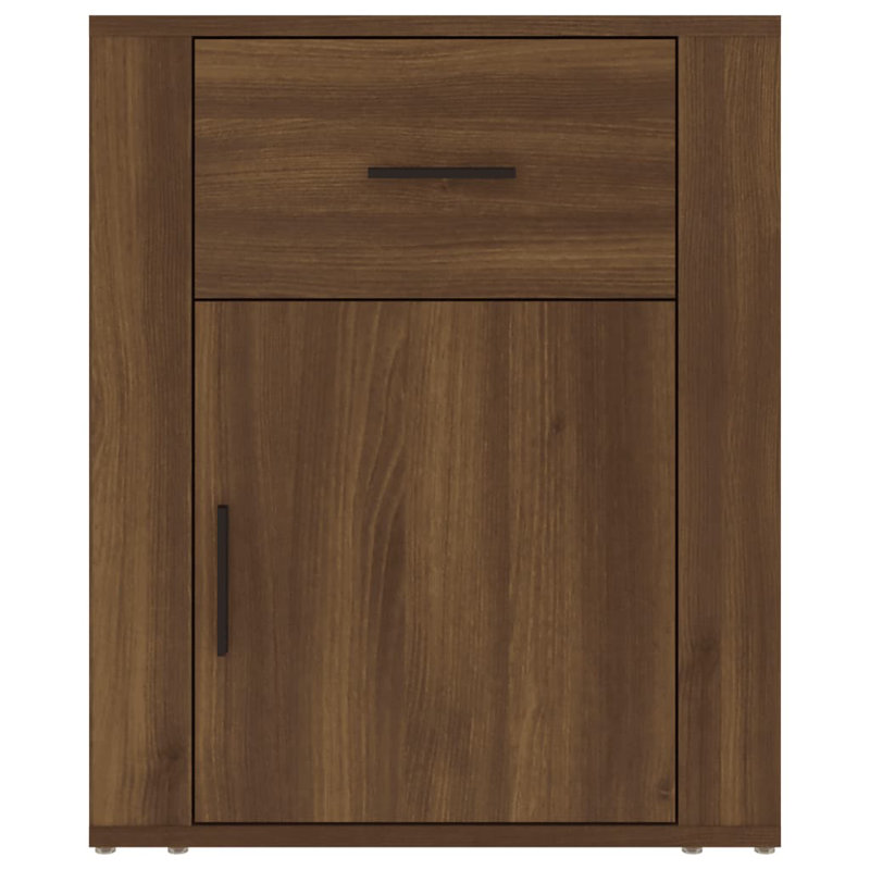 Karinn 50cm W Manufactured Wood Bedside Table, Brown Oak