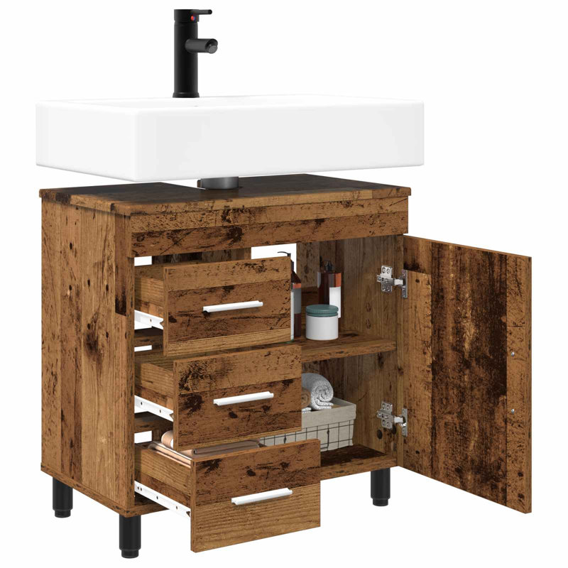 60cm Bathroom Vanity Base Only, Old Wood