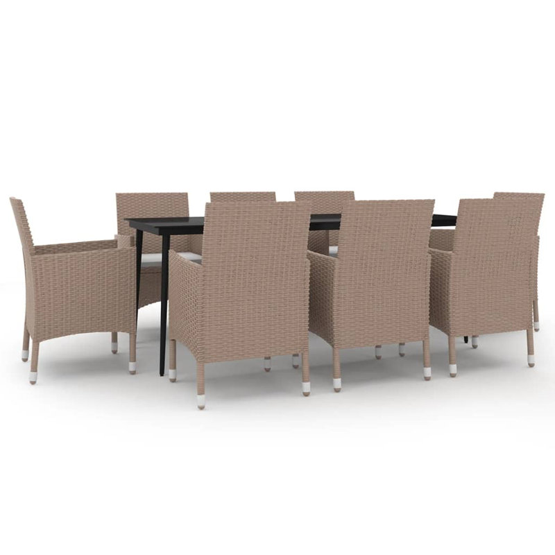 Nikaila Rectangular 8 - Person 78.7" Long Dining Set with Cushions, Beige/White, 8