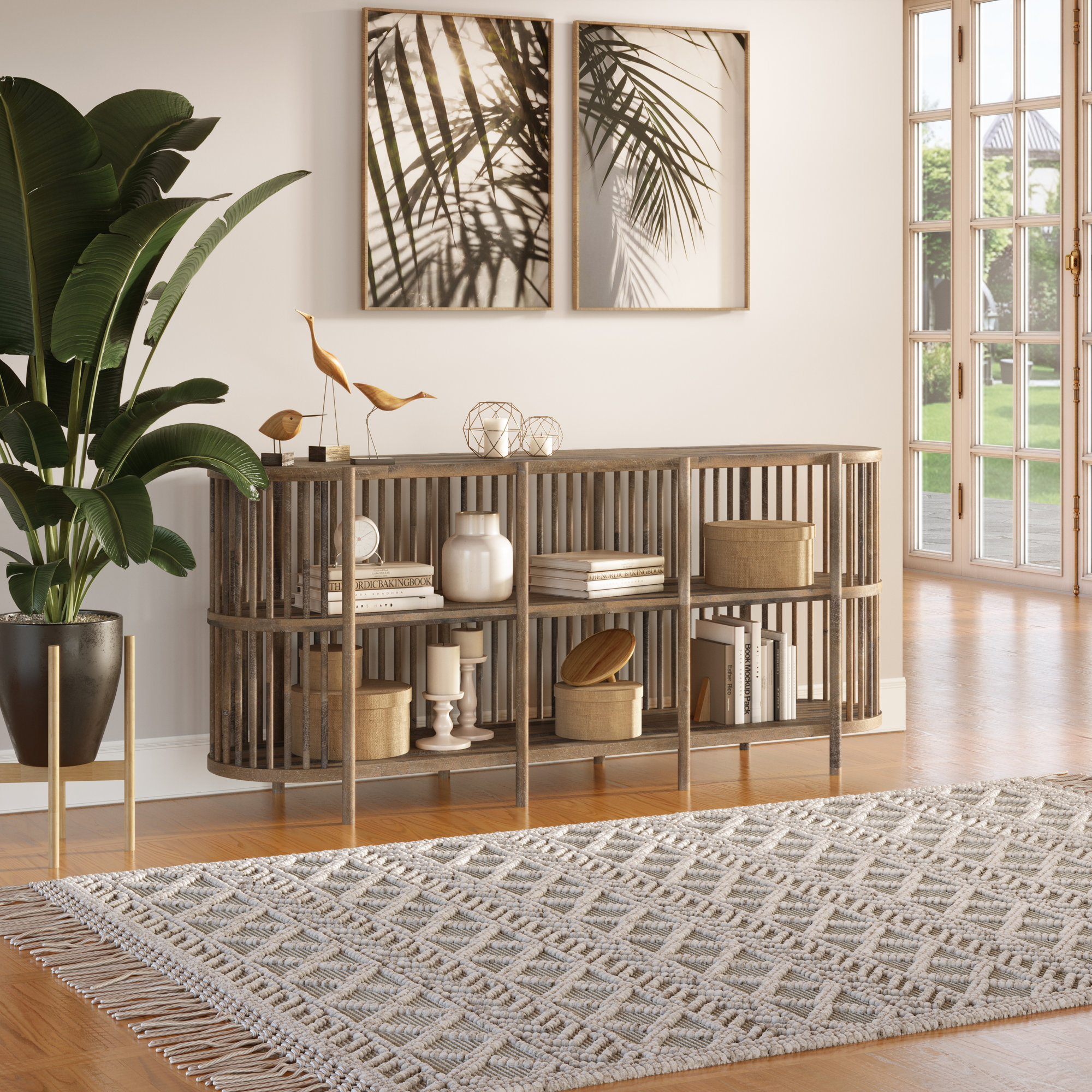 Charnock Wide Acacia Solid Wood, 32"H x 72"W x 18"D, Gray Wash