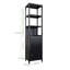 Grande armoire de rangement mince, bambou noir, l 16,5 po x P 13 po x 64,8 po, tablettes à 3 niveaux avec porte à volets