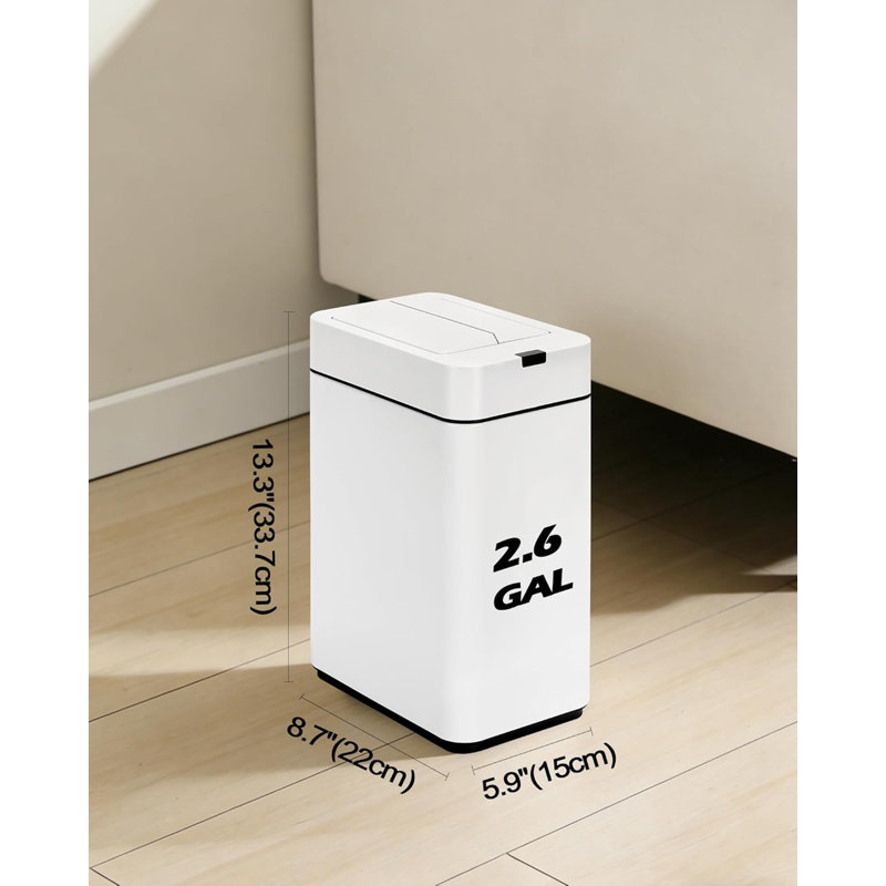 Poubelle à capteur de mouvement 2,6 gallons avec couvercle coulissant divisé en acier inoxydable pour salle de bain