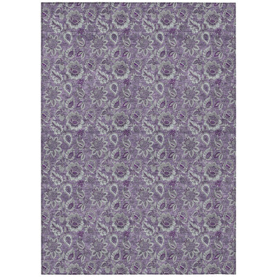 Tapis d'intérieur lavable floral lilas et lavande mauve 5 pi x 8 pi