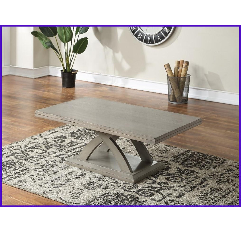 Table basse Jocelyn's Design Placage de mangue, niveleurs stables et amp; Base décorative