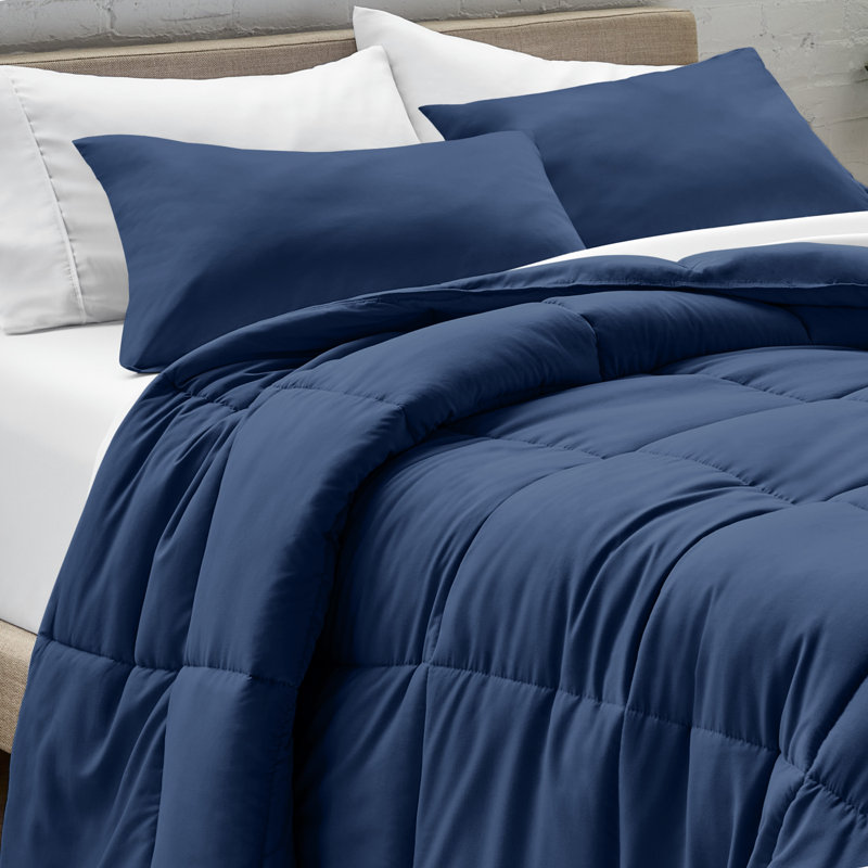 Polyester Solid Colour Bedspread, Single, Dark Blue