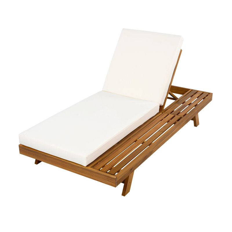 Lounge Chaise Set,Space Available On One Side, Acacia Wood With Water-Resistant Lounge Cushions (4 Inch Thick) - Matching Cream Version Available
