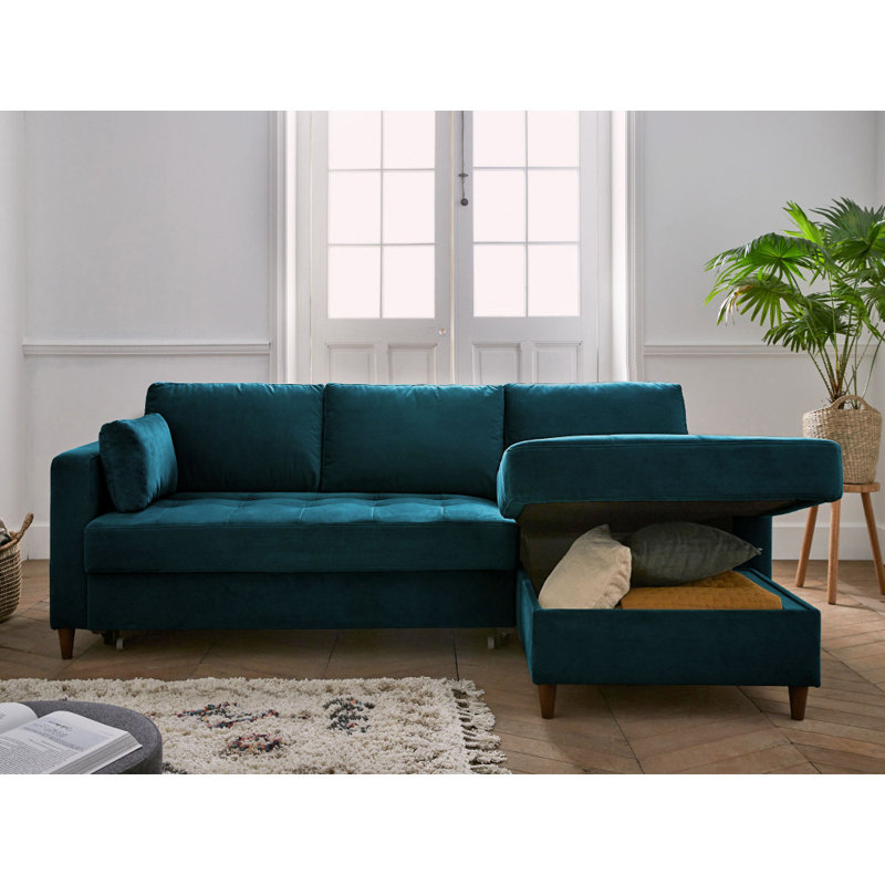 4 Seater Sofa Bed, Peacock Blue, Right Hand Facing