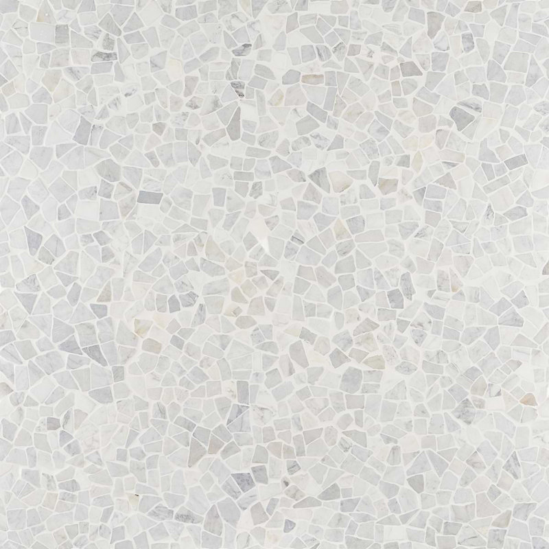 Nature 12x12 Tumbled Pebble Tumbled Mosaic Tile, Carrara