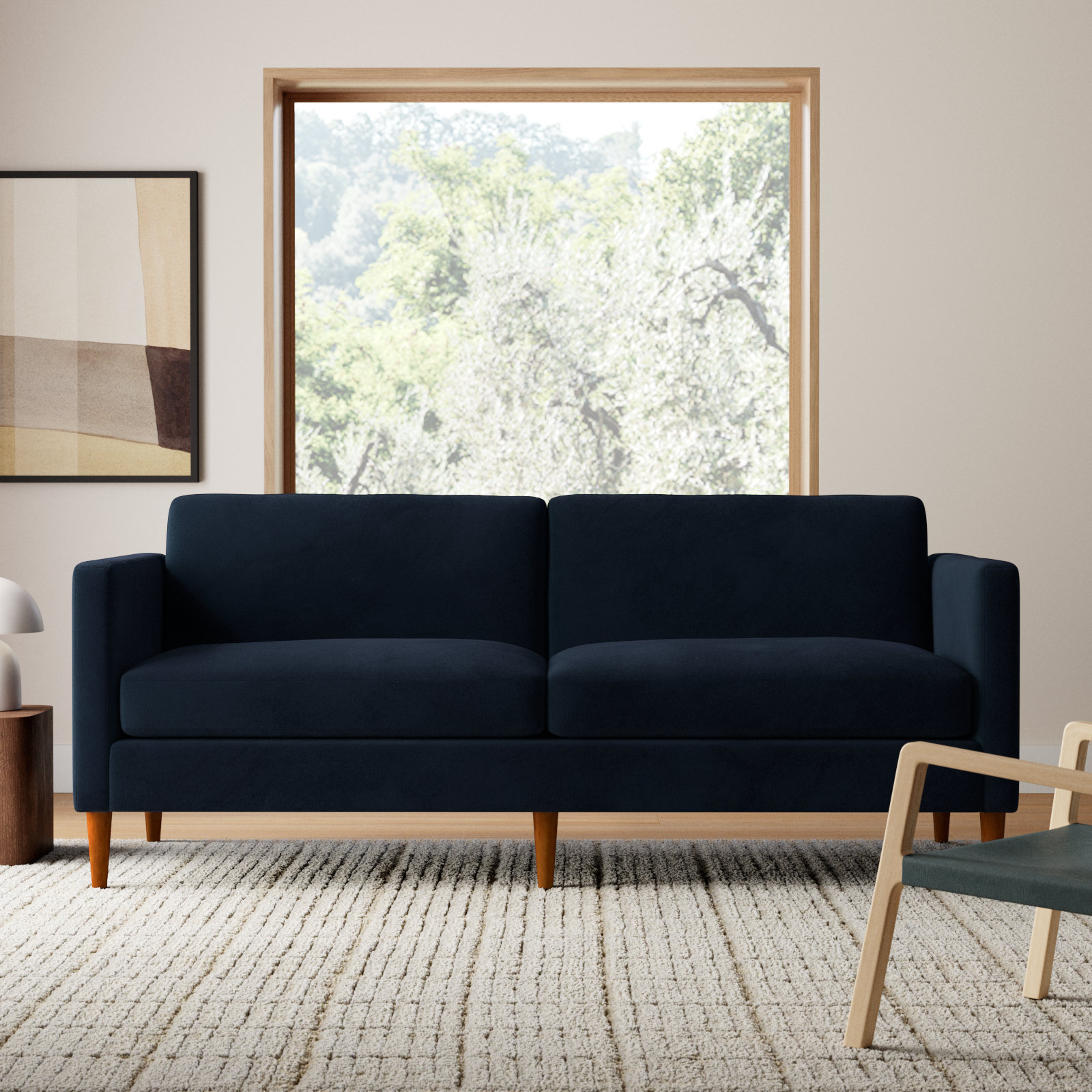 Clifford 87'' Sofa, Bella Ink Blue Performance Velvet
