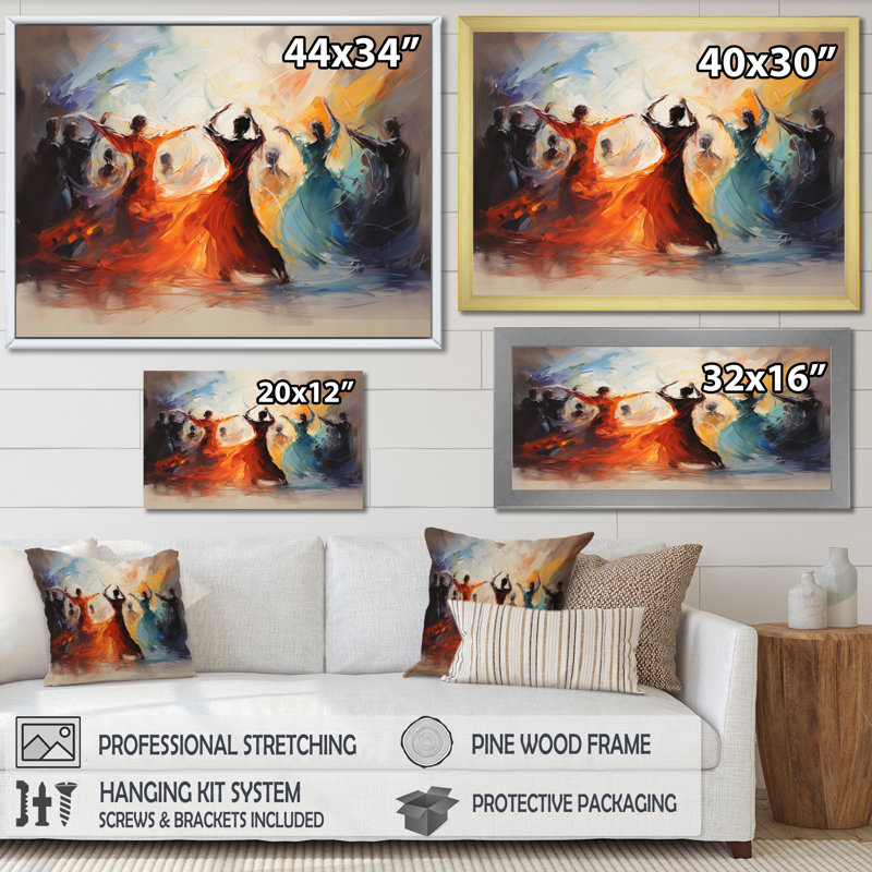 Soulful Dancing I - Dance Canvas Print, Gold Picture Framed, 24" H x 32" W x 1" D