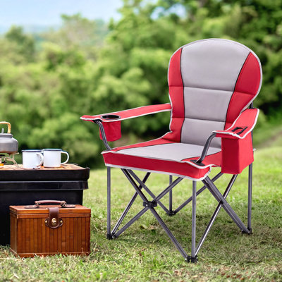 Oversized Portable Outdoor Folding Camping Chair, Heavy Duty Lawn and Beach Chair with Cup Holder and Storage Bag